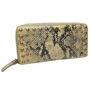 Coach Metallic Snakeprint Wallet Studs Zipper